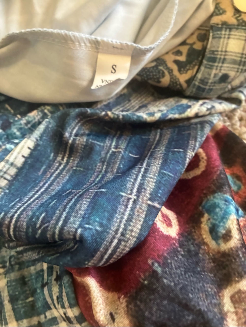 NWOT Multi Color Patchwork Pattern Wide-Leg Pants - Picture 4 of 4